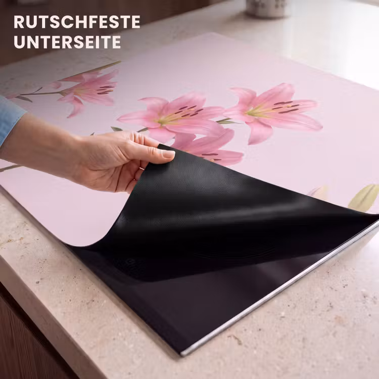 Herdabdeckplatte - Blumen – Zart – Rosa — 9