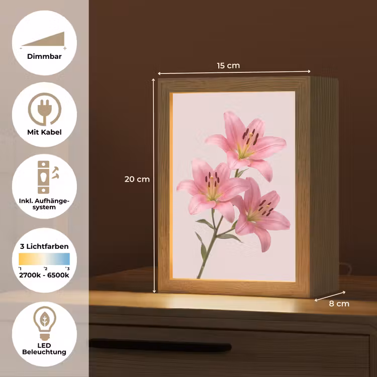 Personalisierte Lightbox - Blumen – Zart – Rosa — 6