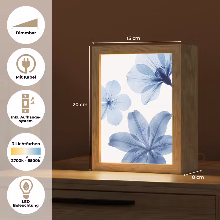 Personalisierte Lightbox - Blaue Blumen – Natur — 6