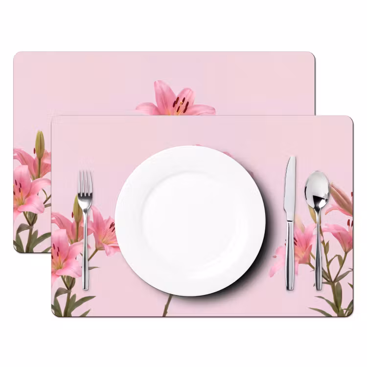 Tischset - 6 Stück - Blumen – Zart – Rosa — 2