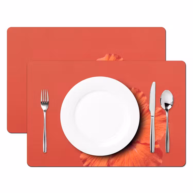 Tischset - 6 Stück - Blumen – Orange – Natur — 2