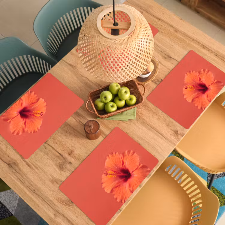 Tischset - 6 Stück - Blumen – Orange – Natur — 4