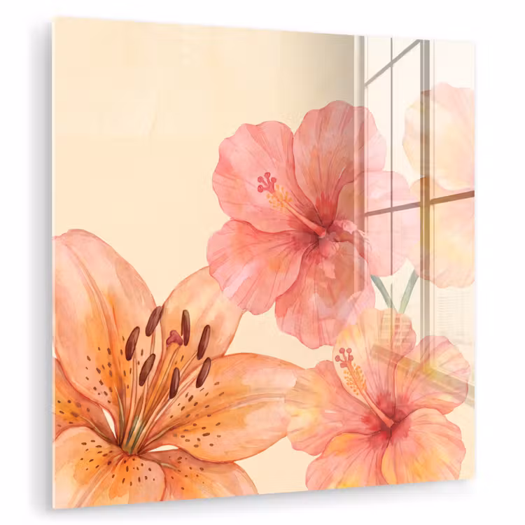 Glasbild - Blumen – Aquarell – Natur — 1