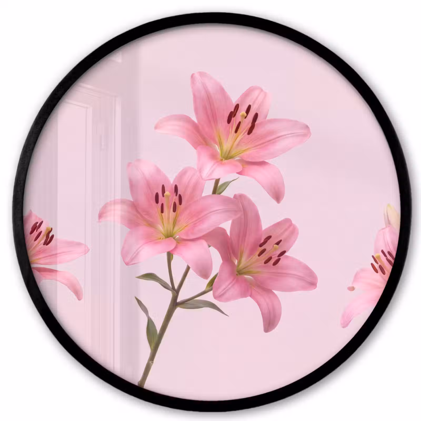Poster im Rahmen Rund - Blumen – Zart – Rosa — 1