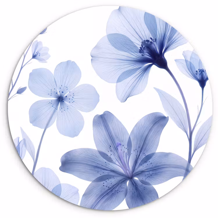 Glasbild Rund - Blaue Blumen – Natur — 1