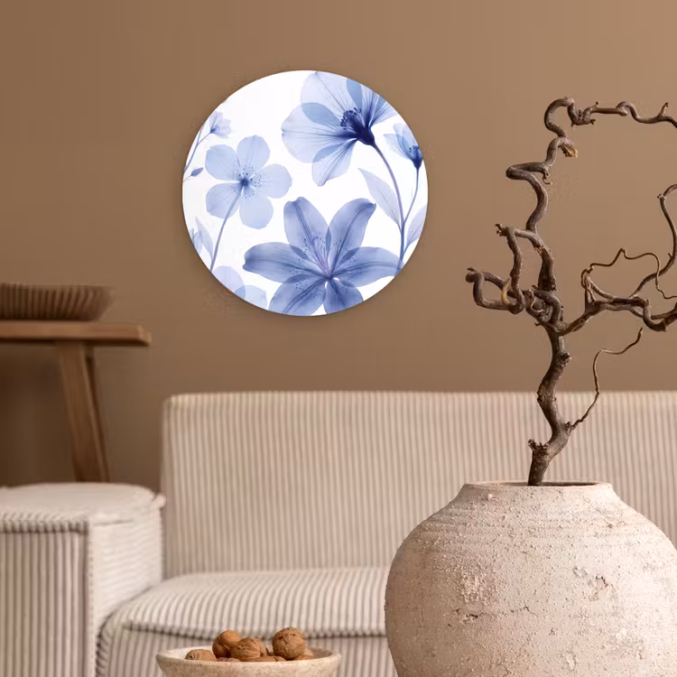 Glasbild Rund - Blaue Blumen – Natur — 2
