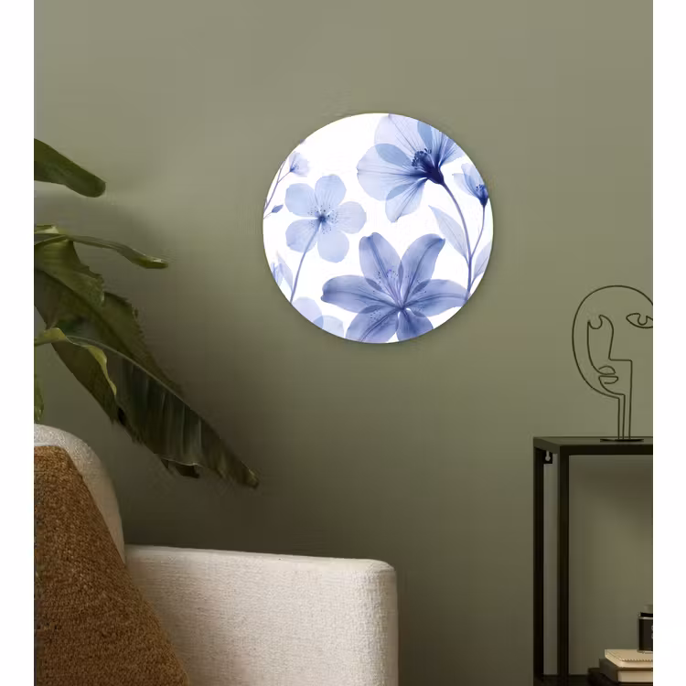 Glasbild Rund - Blaue Blumen – Natur — 3