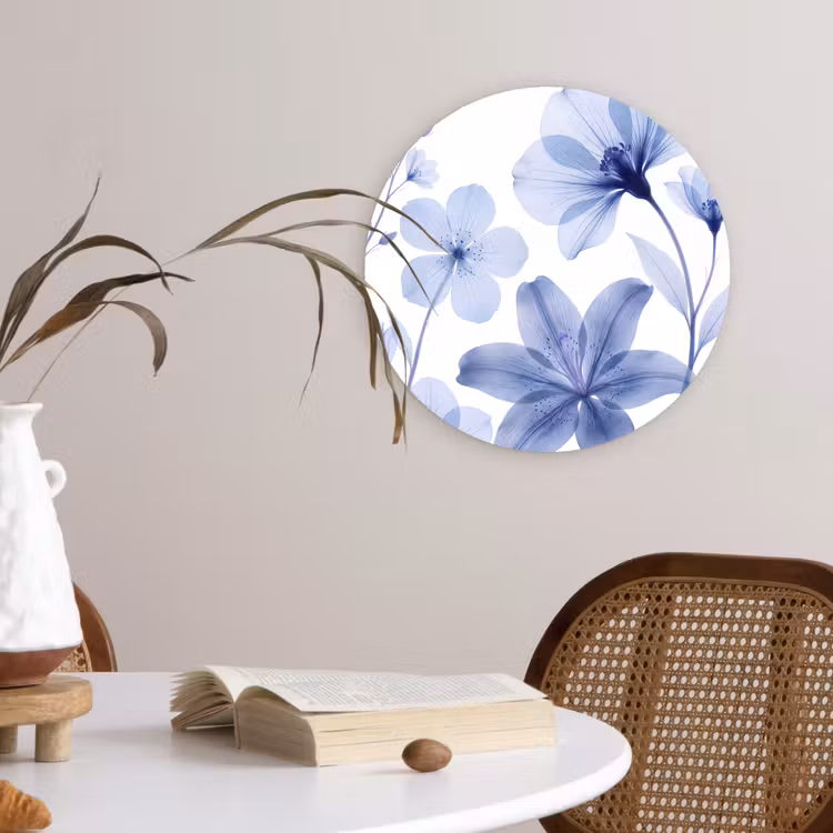 Glasbild Rund - Blaue Blumen – Natur — 4