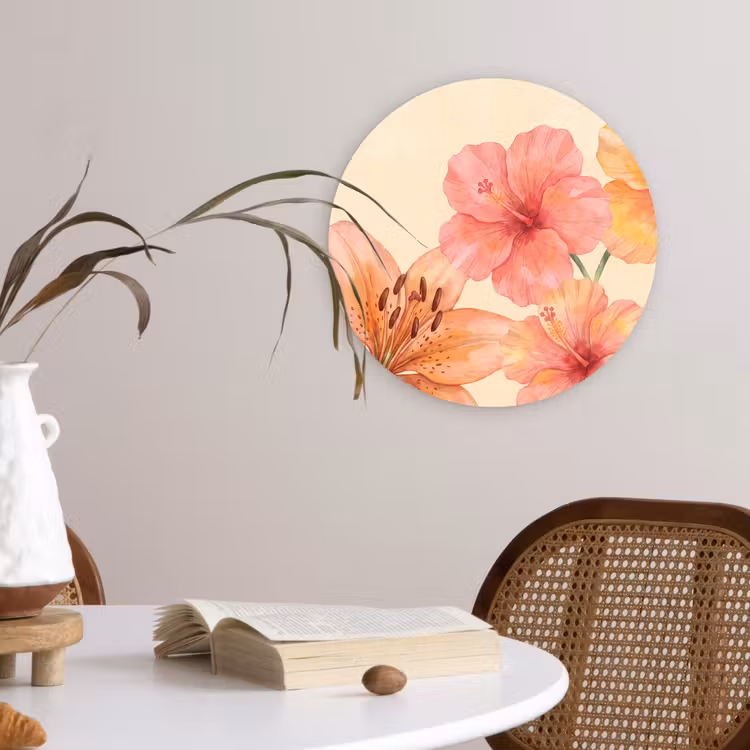 Glasbild Rund - Blumen – Aquarell – Natur — 4