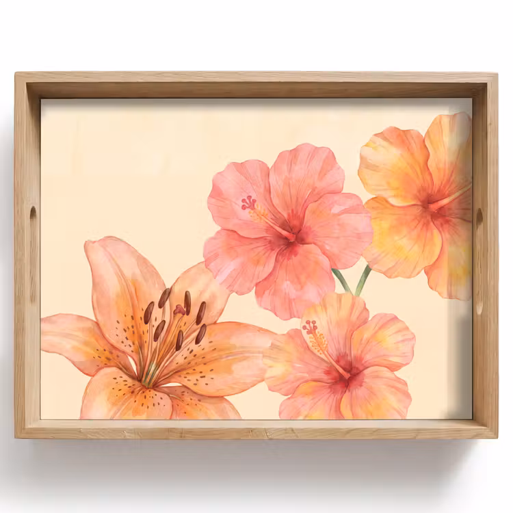 Tablett - Blumen – Aquarell – Natur — 1