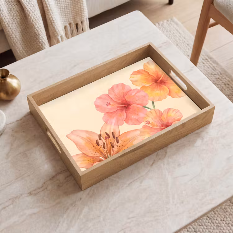 Tablett - Blumen – Aquarell – Natur — 2