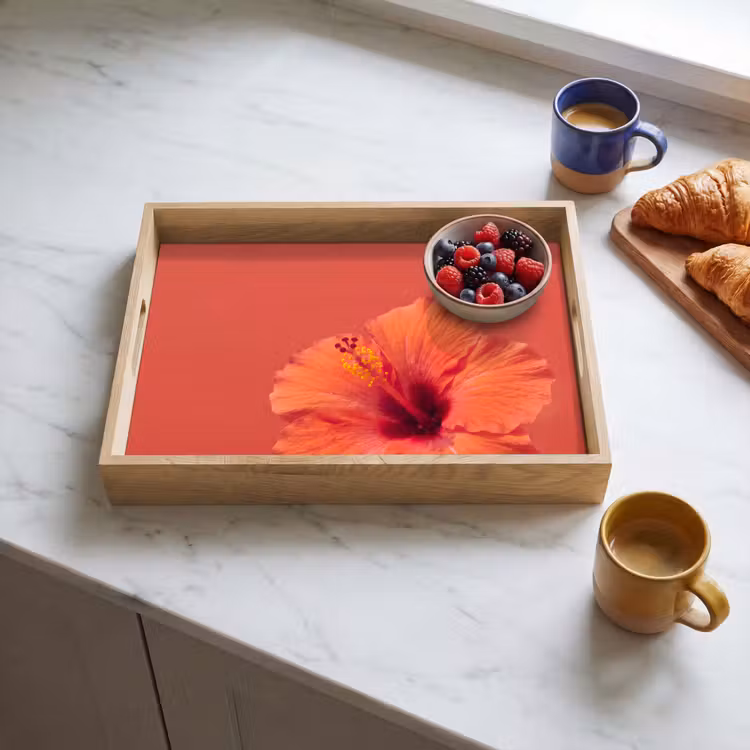 Tablett - Blumen – Orange – Natur — 4