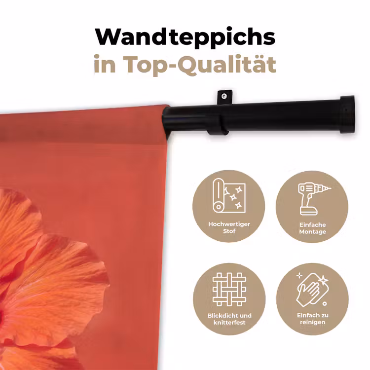 Wandteppich - Blumen – Orange – Natur — 7