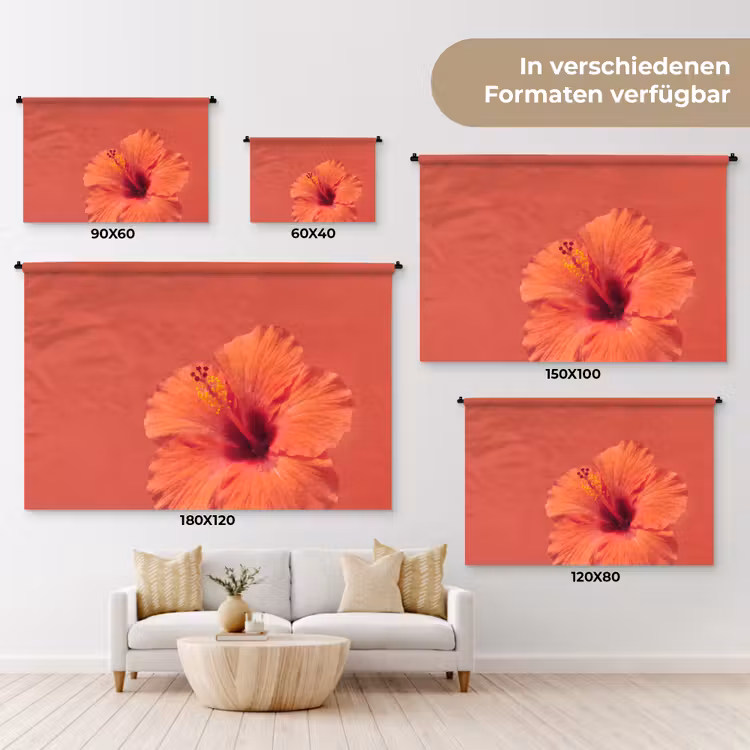 Wandteppich - Blumen – Orange – Natur — 8