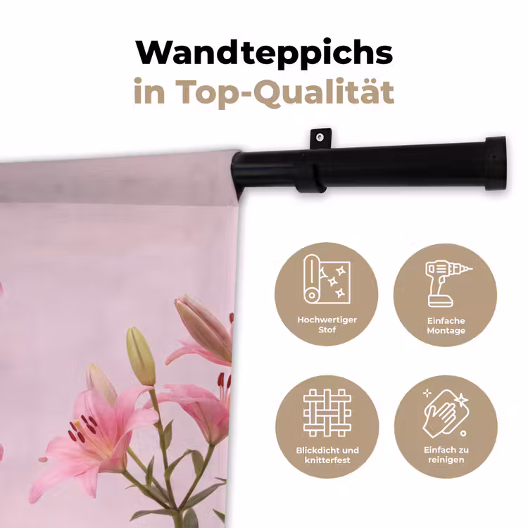 Wandteppich - Blumen – Zart – Rosa — 7