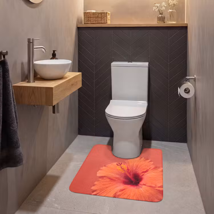 WC Vorleger - Blumen – Orange – Natur — 2