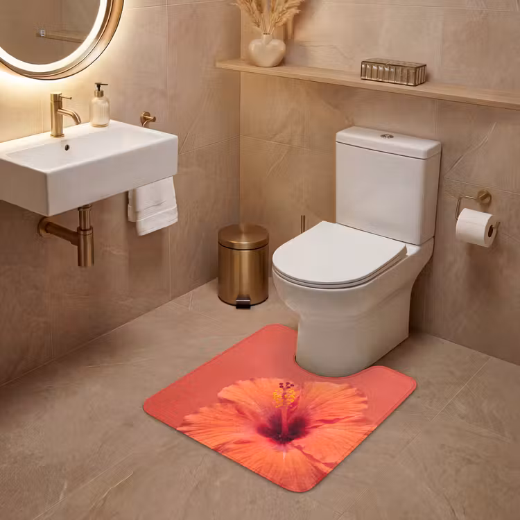 WC Vorleger - Blumen – Orange – Natur — 4