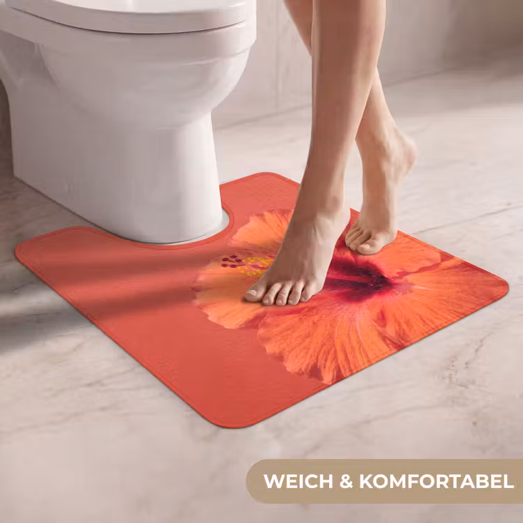 WC Vorleger - Blumen – Orange – Natur — 5