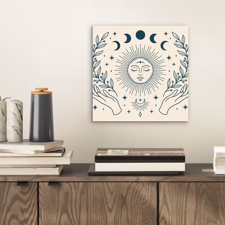 Alu-Dibond-Bild - Sonne-Mond-Illustration — 2