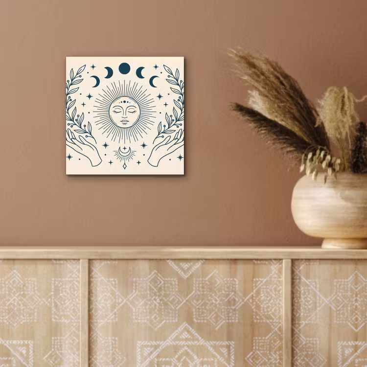 Alu-Dibond-Bild - Sonne-Mond-Illustration — 5