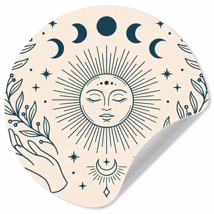 Runde Tapete - Sonne-Mond-Illustration — 1