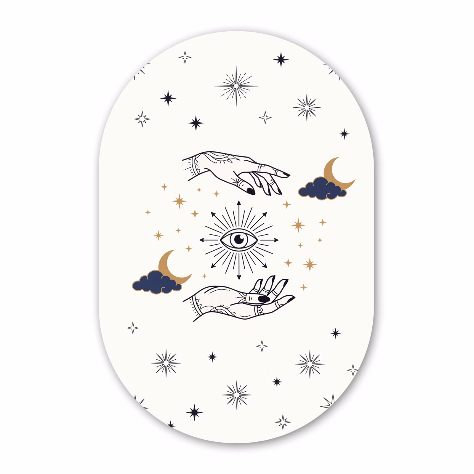 Glasbild Oval - Hände – Mystik – Symbole — 1