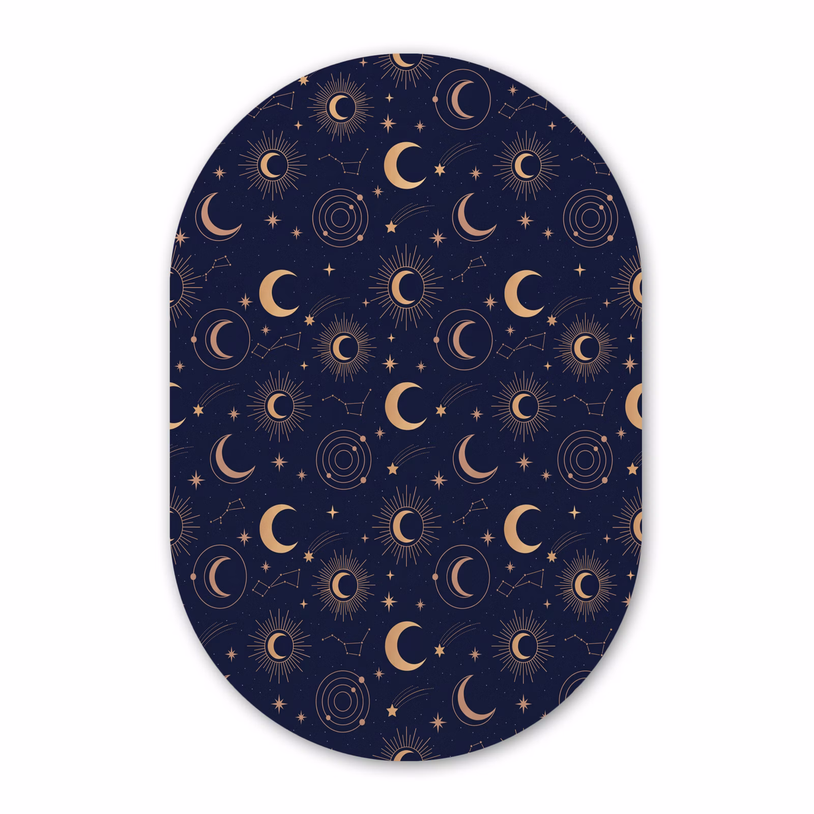 Glasbild Oval - Mond – Sterne – Gold — 1