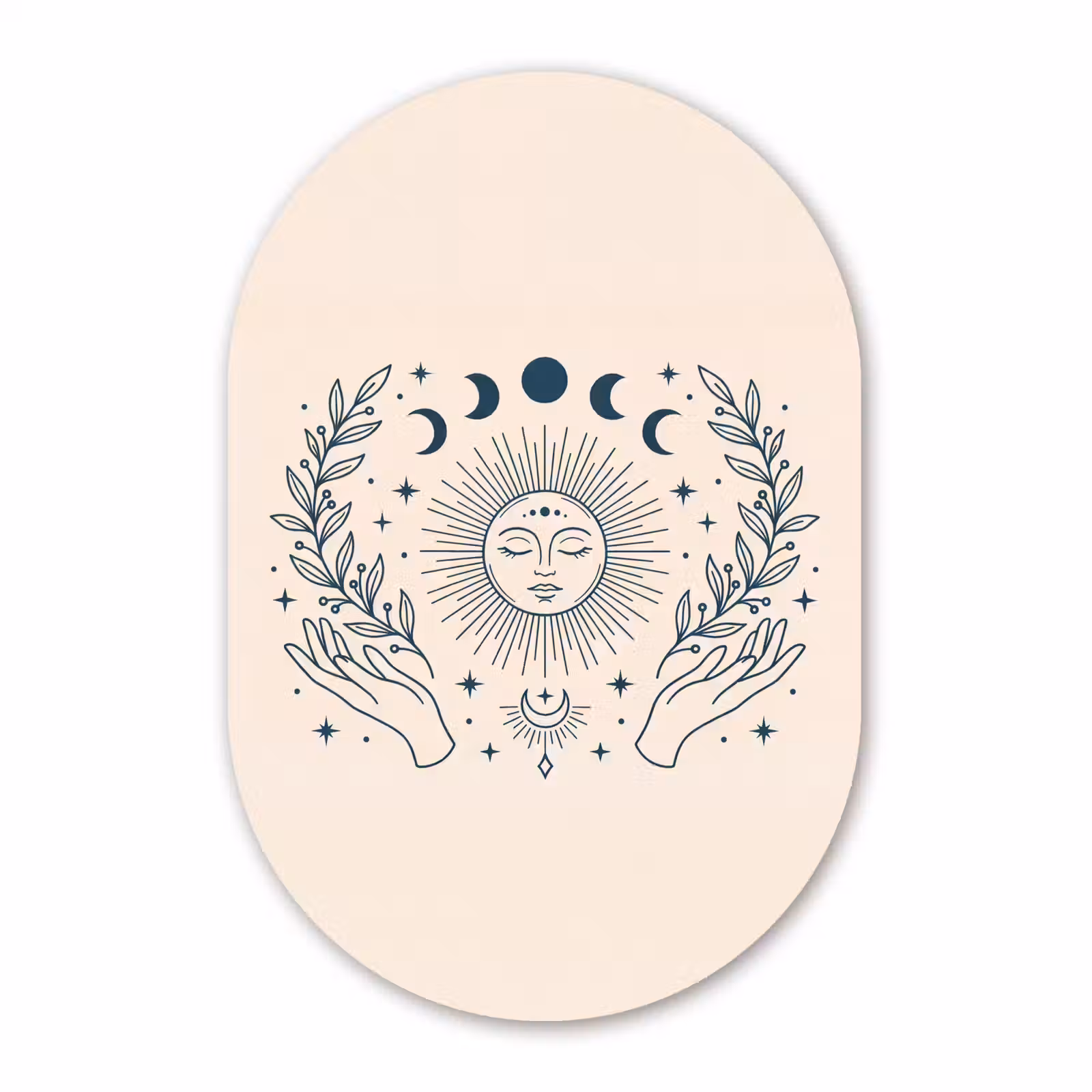 Glasbild Oval - Sonne-Mond-Illustration — 1