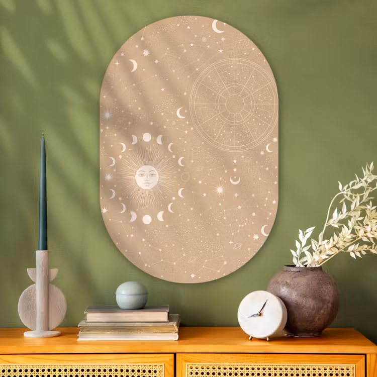 Glasbild Oval - Sonne – Mond – Sterne — 2