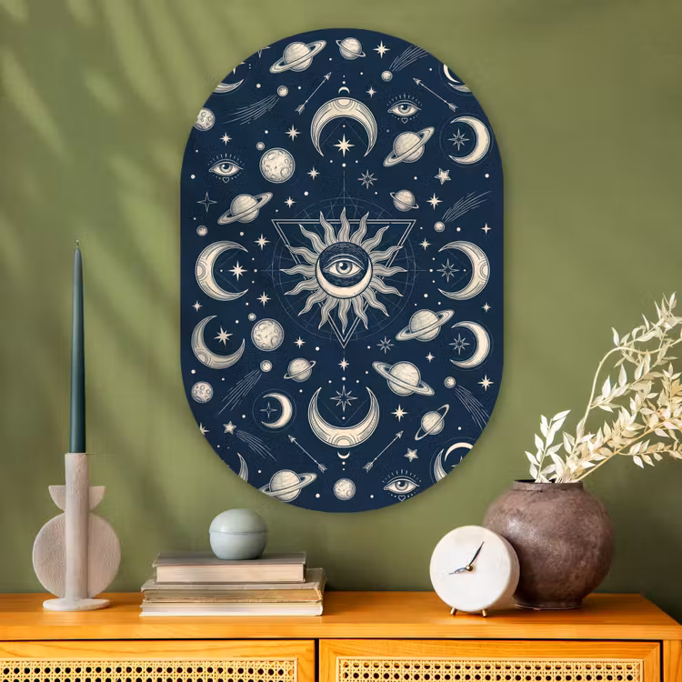 Glasbild Oval - Sonne, Mond, Sterne — 2
