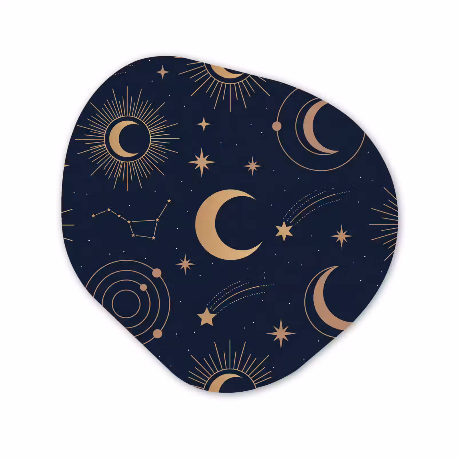 Glasbild Organische Form - Mond – Sterne – Gold — 1