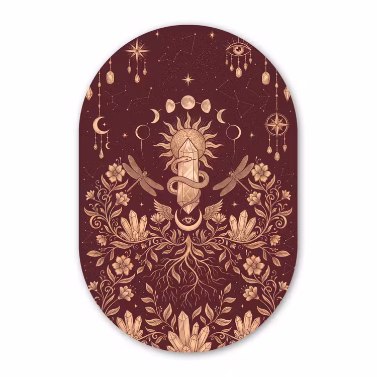 Glasbild Oval - Mystik – Himmel – Gold — 1