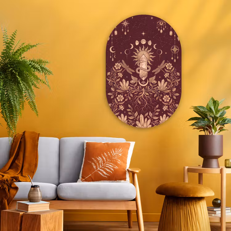 Glasbild Oval - Mystik – Himmel – Gold — 3