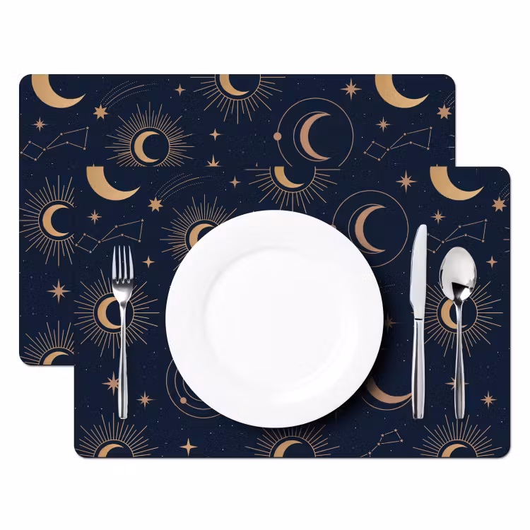 Tischset - 6 Stück - Mond – Sterne – Gold — 2