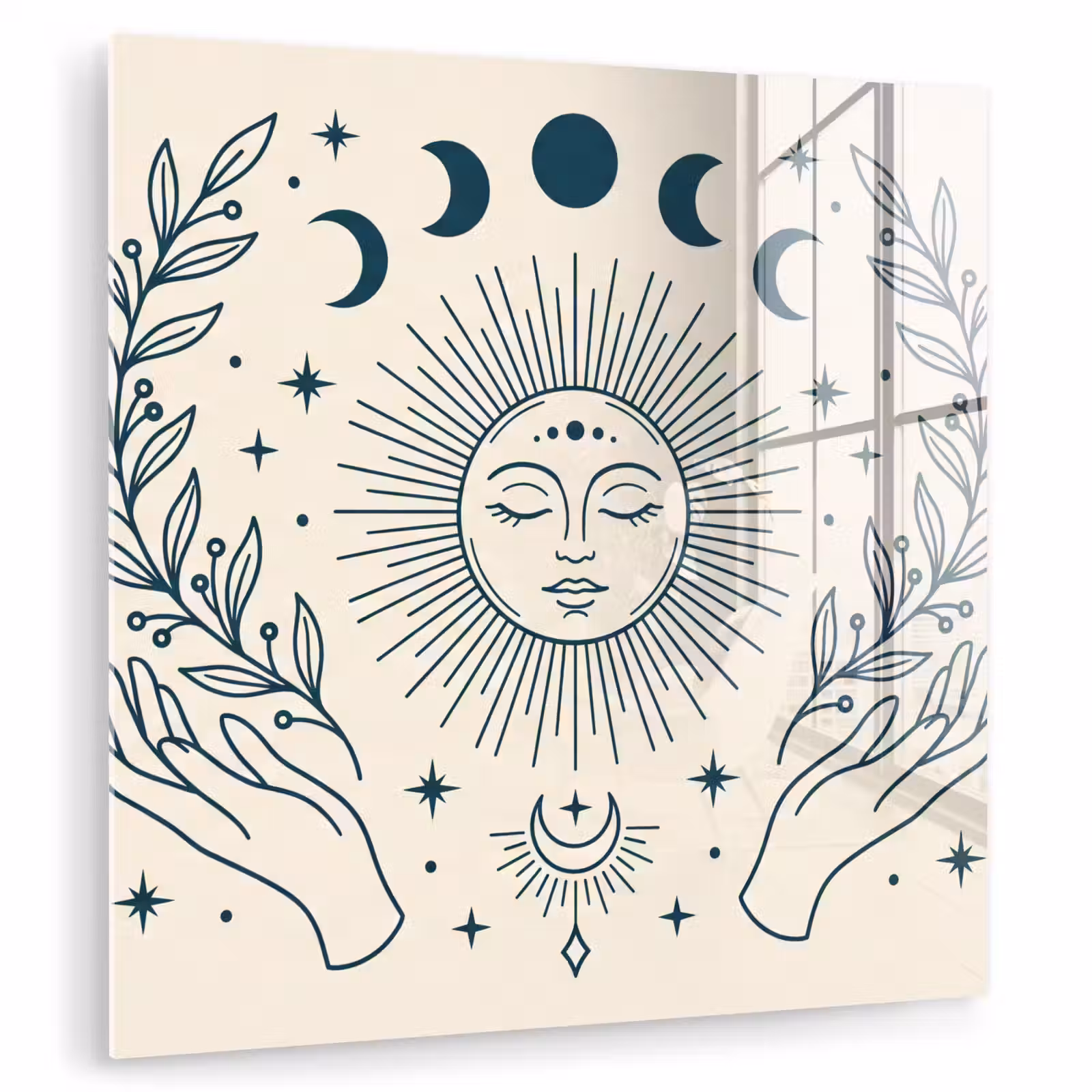 Glasbild - Sonne-Mond-Illustration — 1