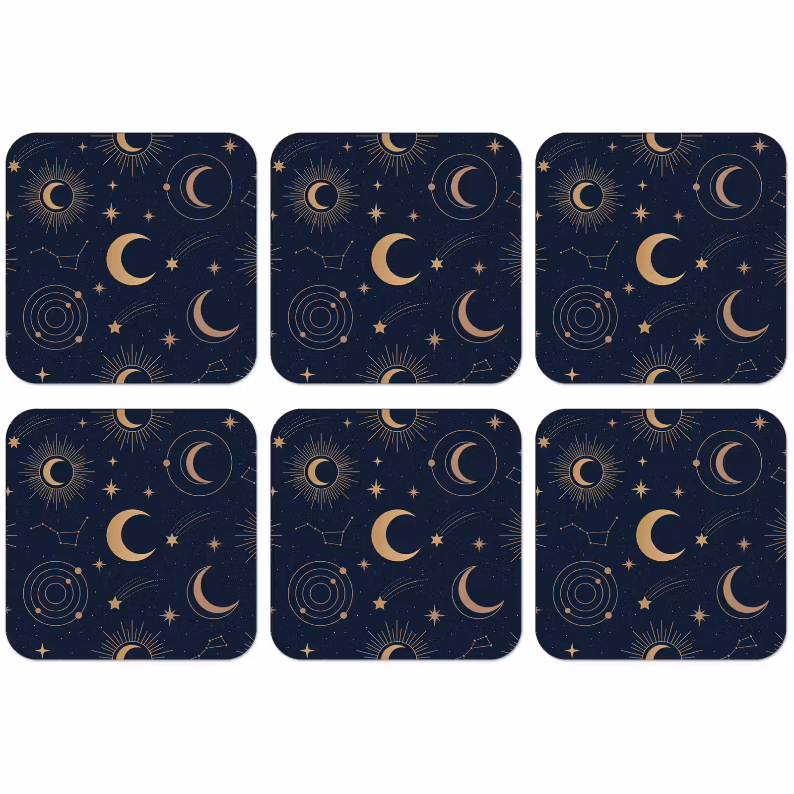 Untersetzer - Mond – Sterne – Gold — 1