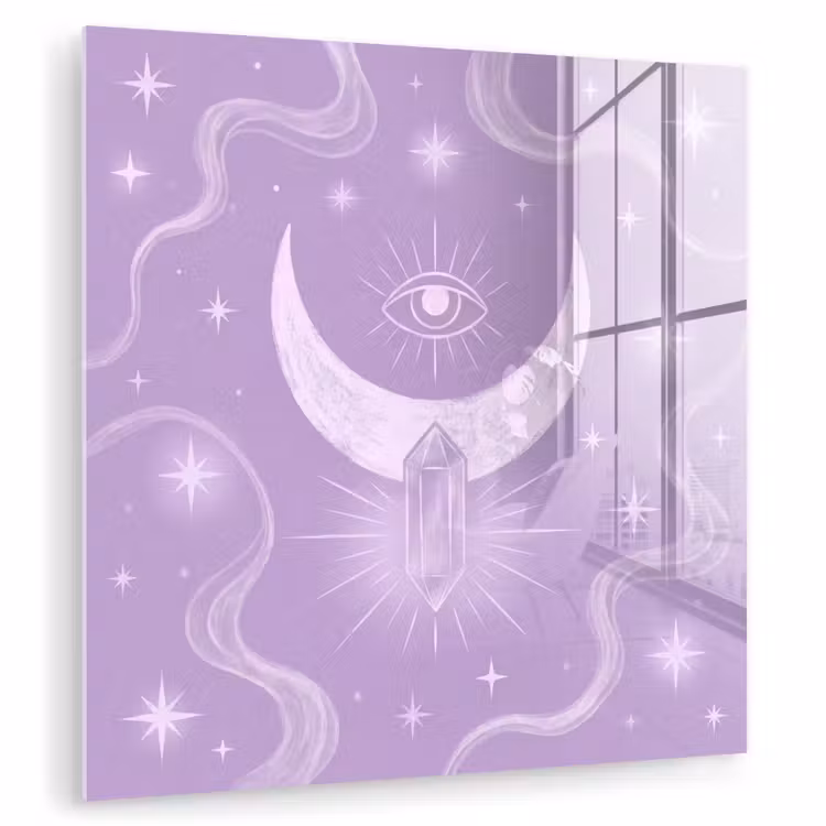 Glasbild - Mond – Mystik – Lila — 1