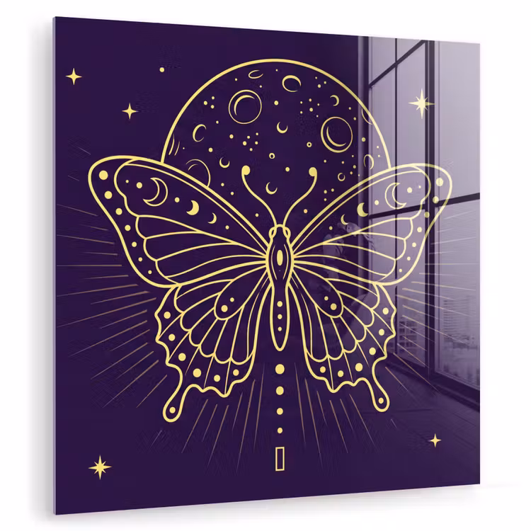 Glasbild - Schmetterling – Mond – Mystik — 1