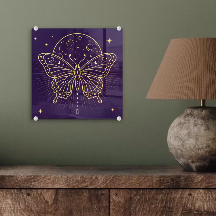 Glasbild - Schmetterling – Mond – Mystik — 4