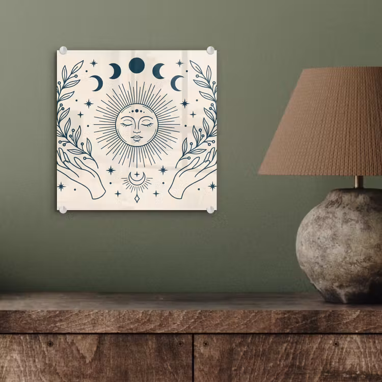 Glasbild - Sonne-Mond-Illustration — 4