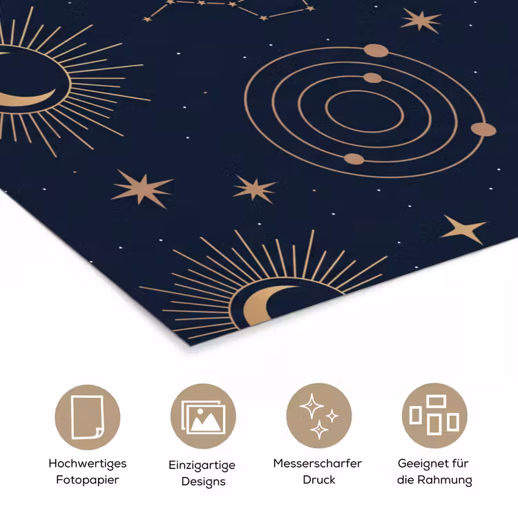 Poster - Mond – Sterne – Gold — 5