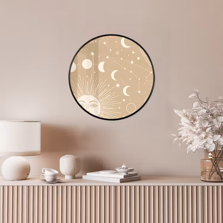 Poster im Rahmen Rund - Sonne – Mond – Sterne — 5