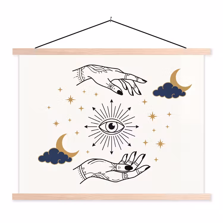 Stoffbild - Hände – Mystik – Symbole — 1