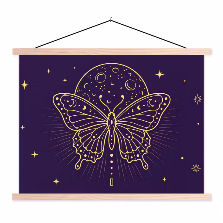 Stoffbild - Schmetterling – Mond – Mystik — 1