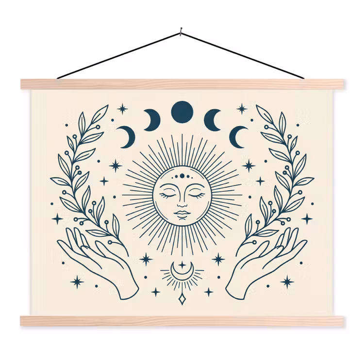 Stoffbild - Sonne-Mond-Illustration — 1