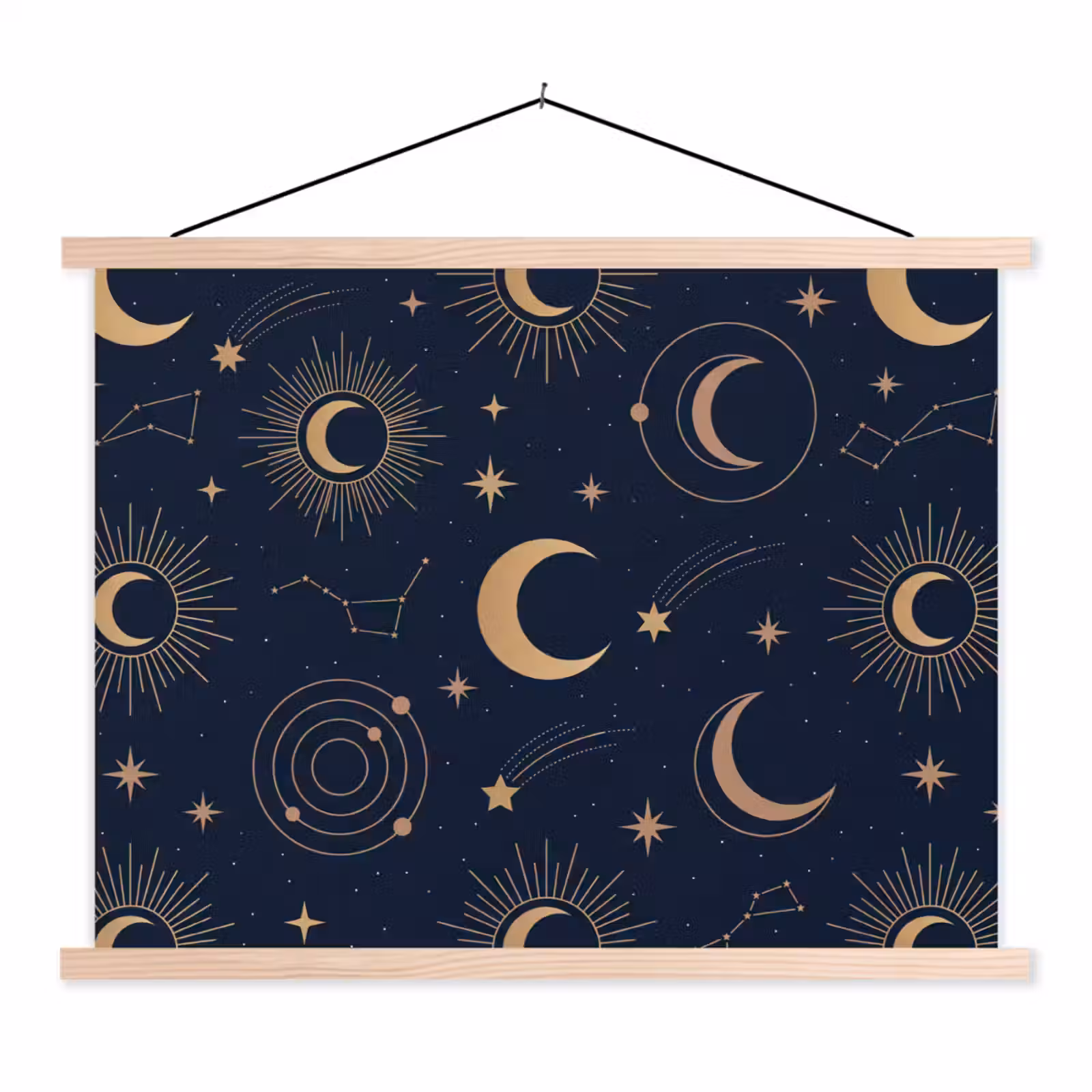 Stoffbild - Mond – Sterne – Gold — 1