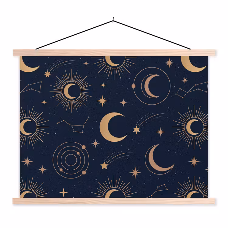 Stoffbild - Mond – Sterne – Gold — 1