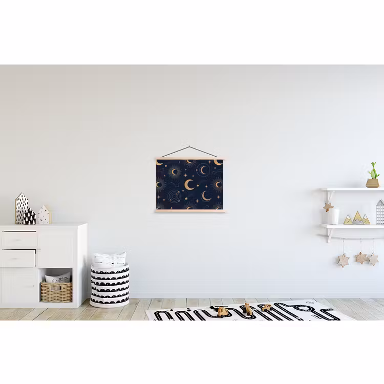 Stoffbild - Mond – Sterne – Gold — 2