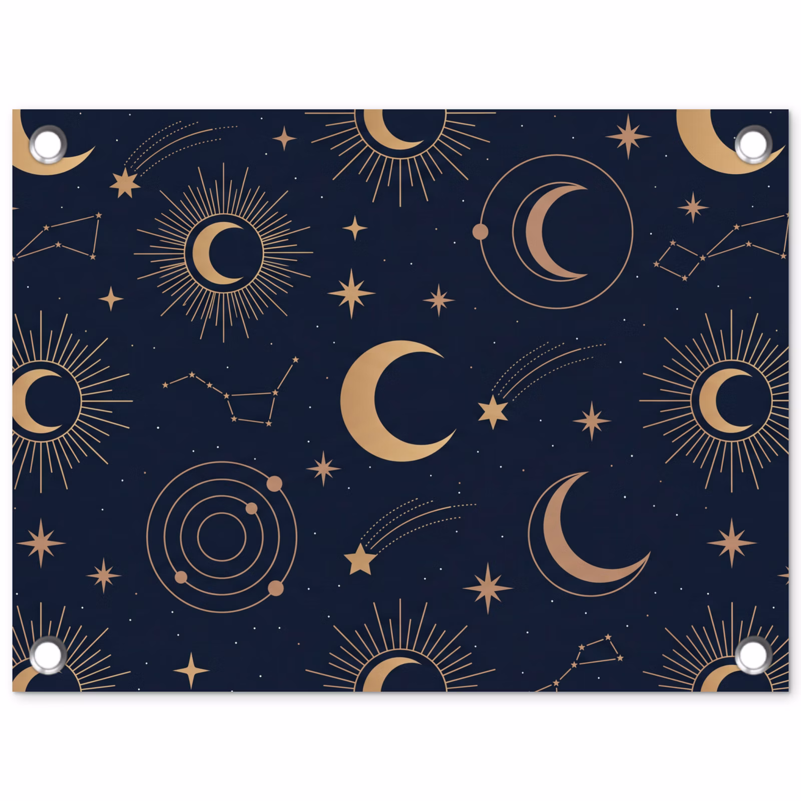 Gartenposter - Mond – Sterne – Gold — 1