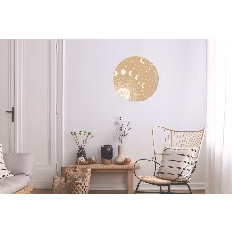 Alu-Dibond-Bild Rund - Sonne – Mond – Sterne — 2